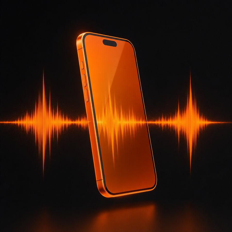 A phone with a voice waveform passing through it